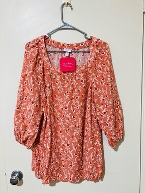NWT Isabel Maternity by Ingrid & Isabel size XL Maternity Coral Printed Blouse